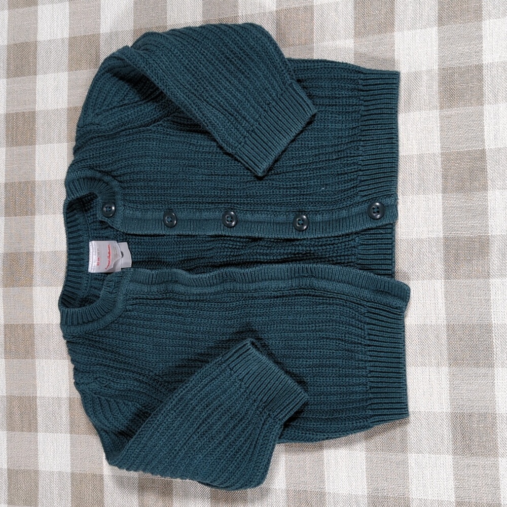 2T Hanna Andersson Green button up sweater